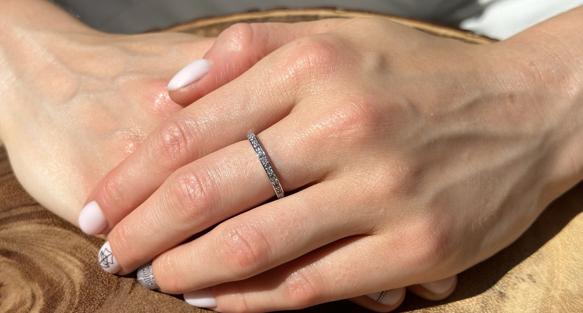 14K Rose Gold Half Eternity Band 0.12ct Natural Diamond Aquamarine K72915