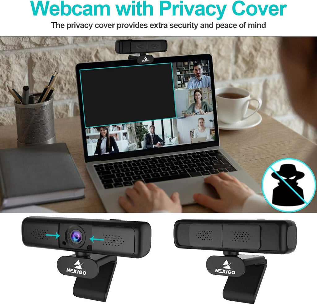 2K 4MP Zoomable Webcam with Privacy Cover & Dual Microphone Z964