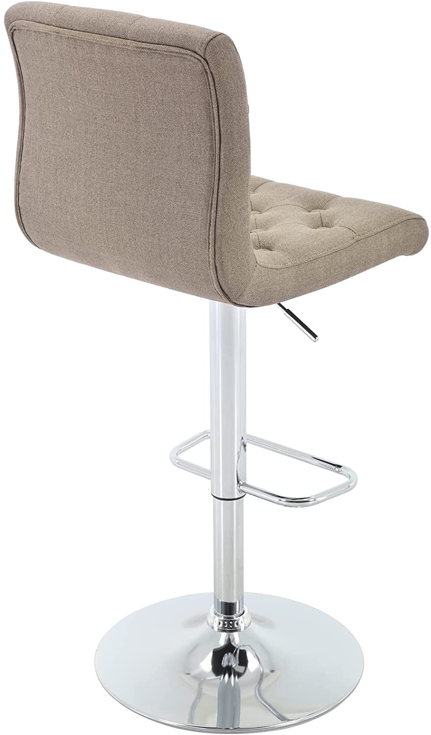 Tufted Swivel Bar Stool with Back, Fabric Upholstered Armless Bar Chair V352
