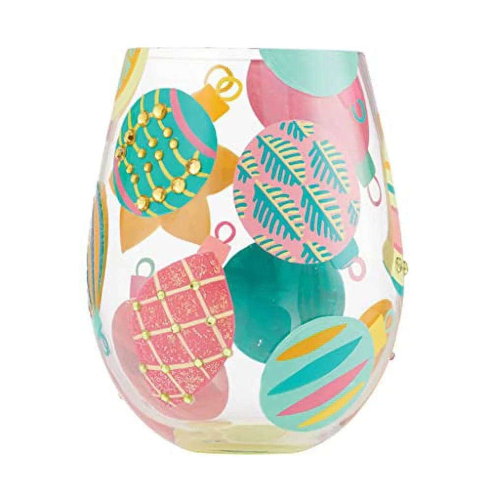 Hand Painted Stemless Wine Glass N74119