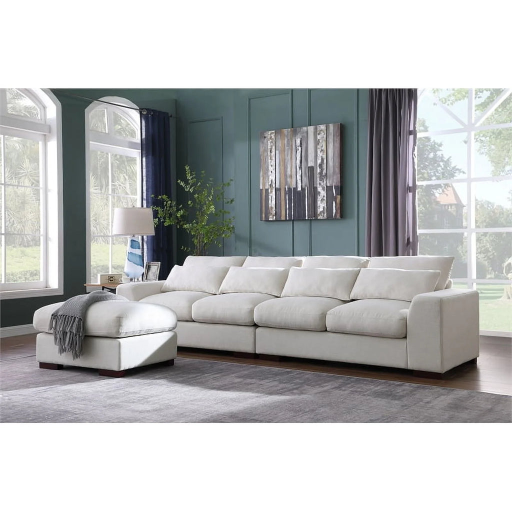 Beige Fabric Reversible Sectional Sofa & Ottoman W74860
