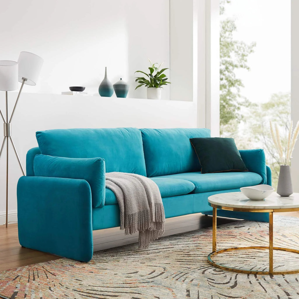 Blue Performance Velvet Sofa Y1141