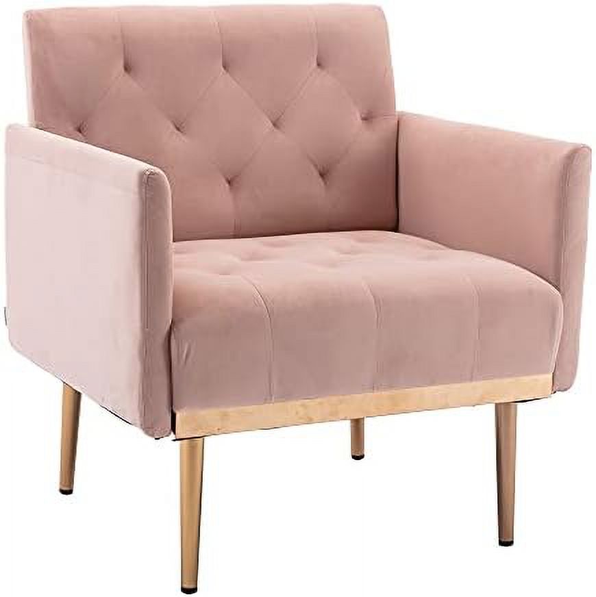 Pink Velvet Single Sofa Arm Chair with Metal Legs R51904