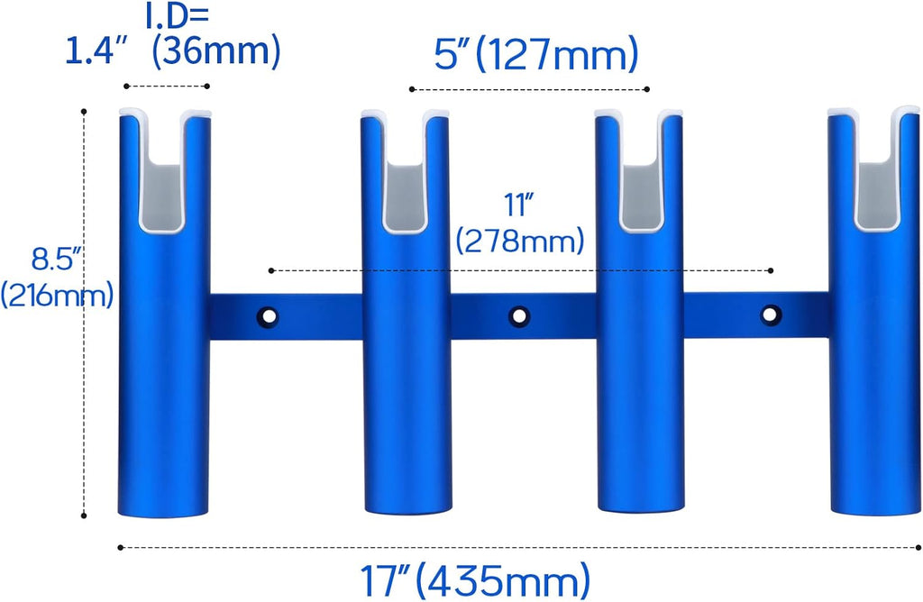Aluminium Wall Mounted 4 Tubes Fishing Rod Holder, Pack of 2 Y452065