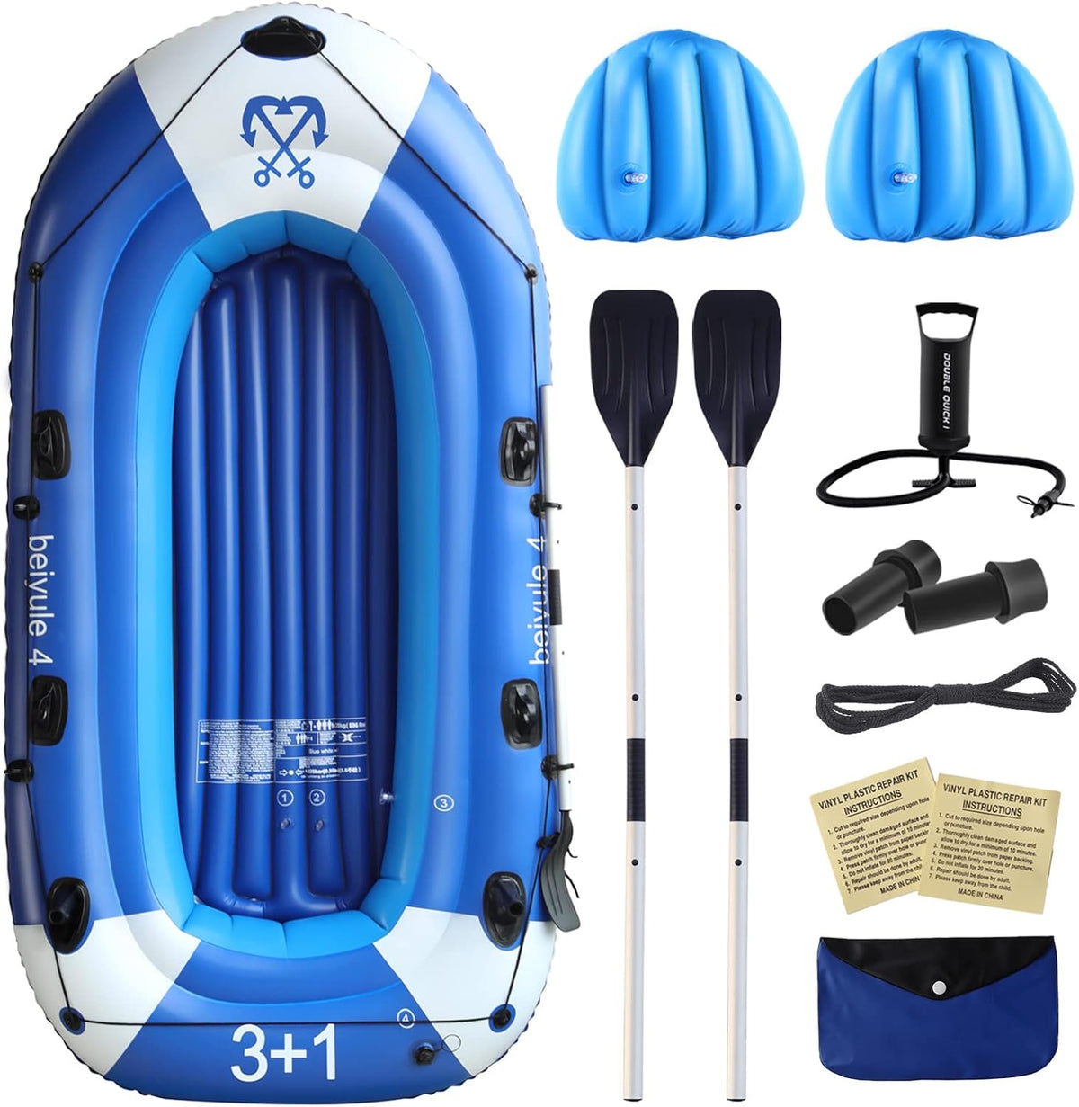 Inflatable Boat with Air Pump Rope Paddle Repair Patch V28106