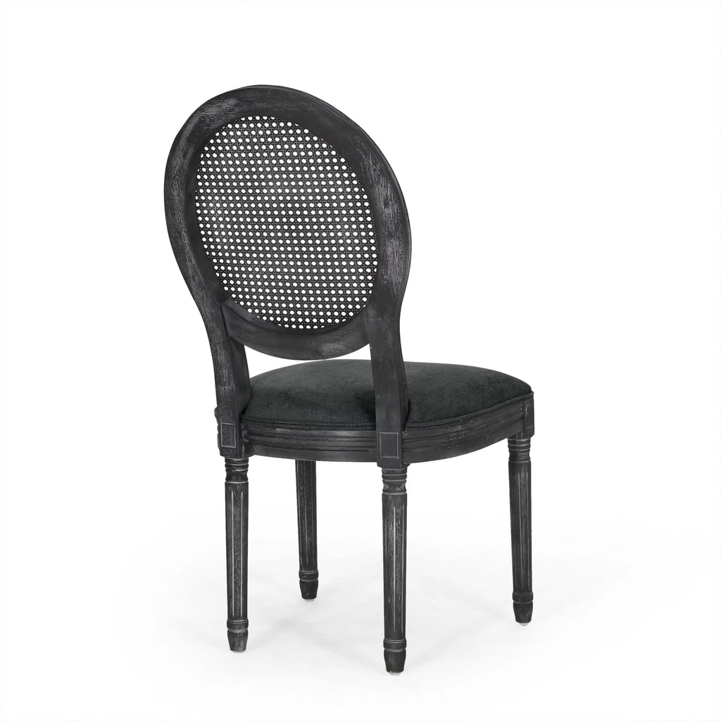 Upholstered Wood and Cane Dining Chairs, Set of 4 K6946