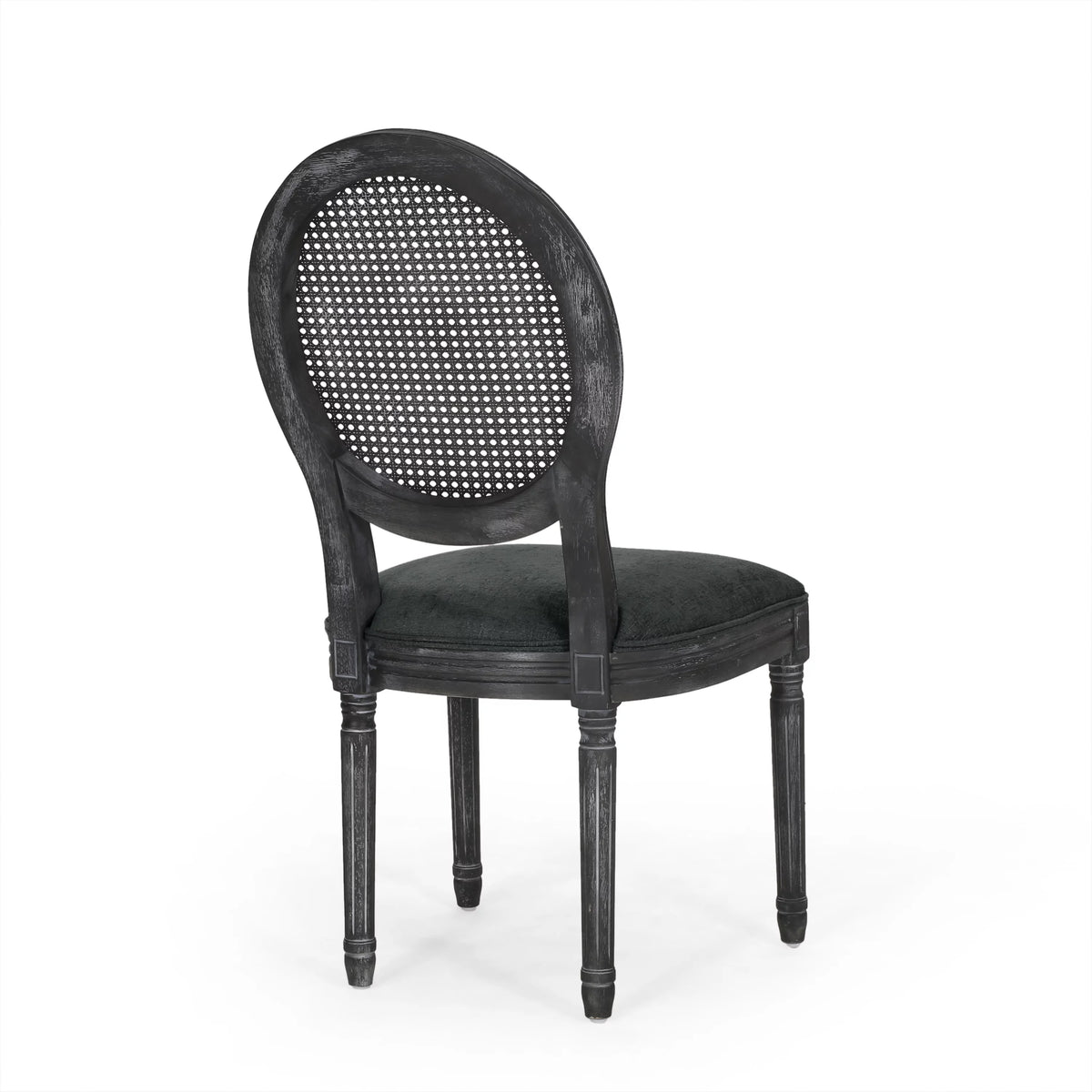 Upholstered Wood and Cane Dining Chairs, Set of 4 K6946
