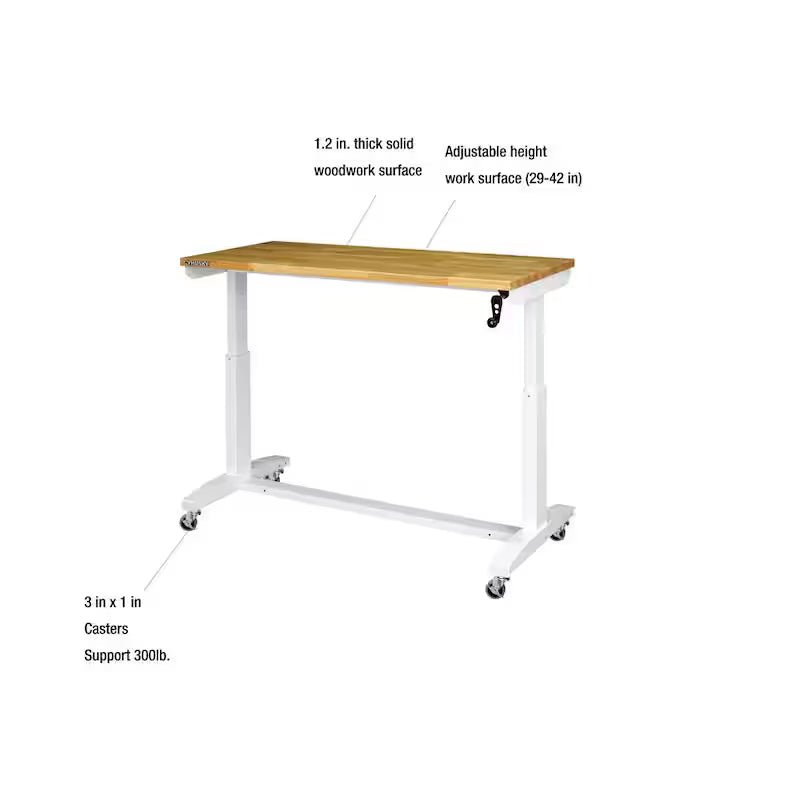 Adjustable Height Work Table in White F1511