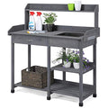Natural Wood Potting Bench with Sink Drawer Rack Shelves P6531