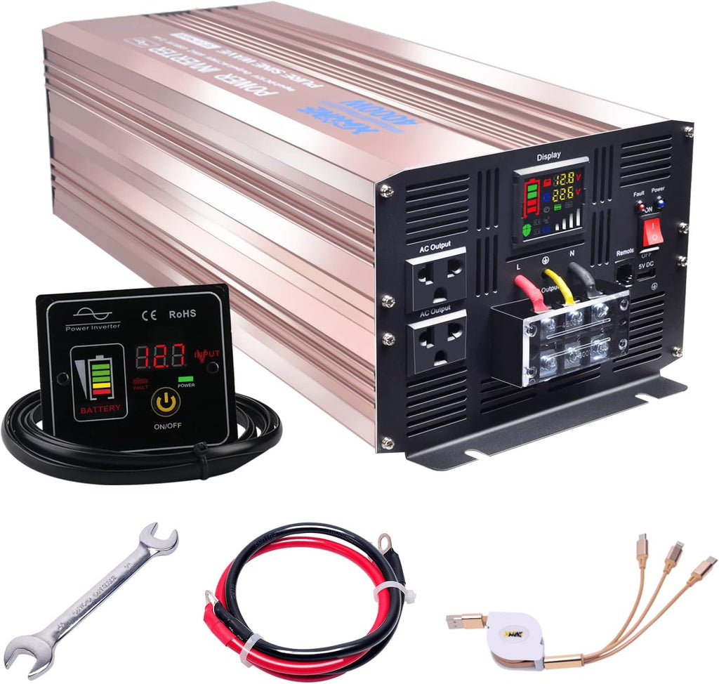 500 Watts Power Inverter 12V to 110V Pure Sine Wave with LED Display and 4.2A USB Charging Ports & 2 AC Outlets Pack of 2 G54720