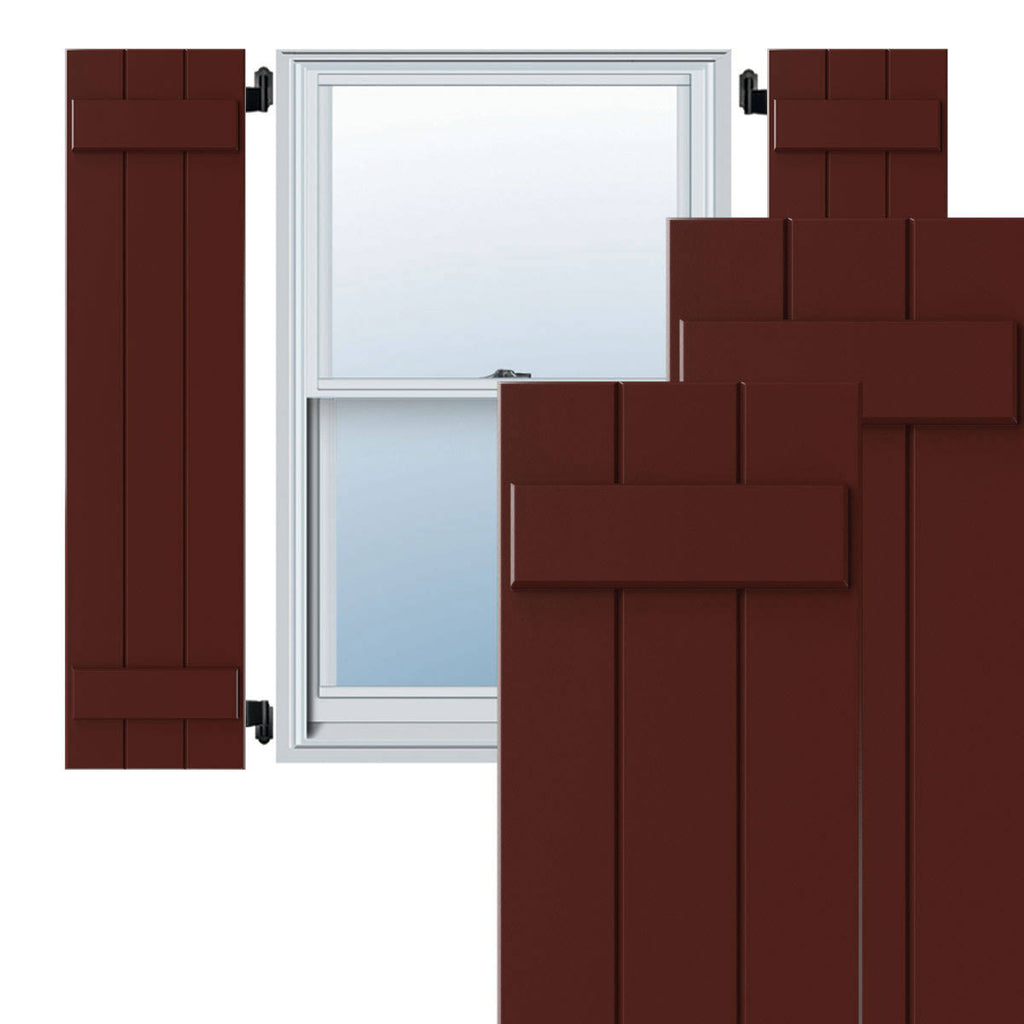 CWB12X064CRC 12x22W x 64x22H Exterior Three Board (2 Batten) Composite Board-n-Batten Shutters (Per Pair) P4574