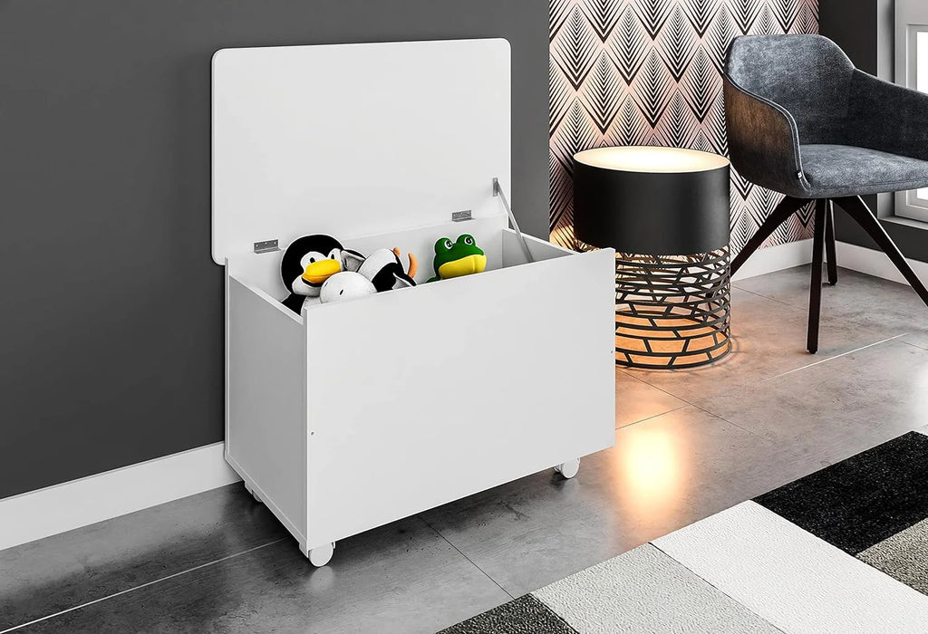White Engineered Wood Storage Trunk with Lid I74388