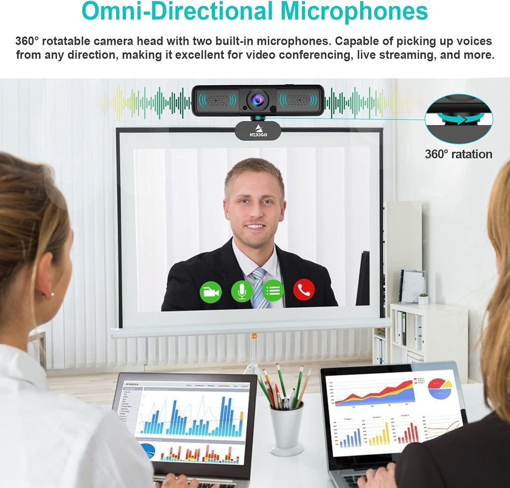 2K 4MP Zoomable Webcam with Privacy Cover & Dual Microphone Z964
