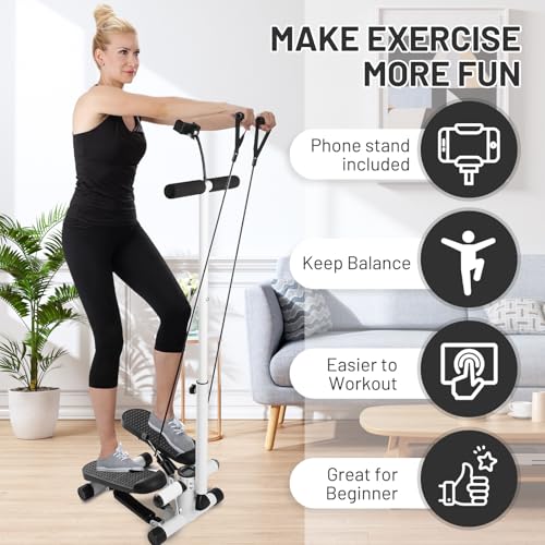 Adjustable Height Stair Stepper with Resistance Bands and LCD Monitor X796