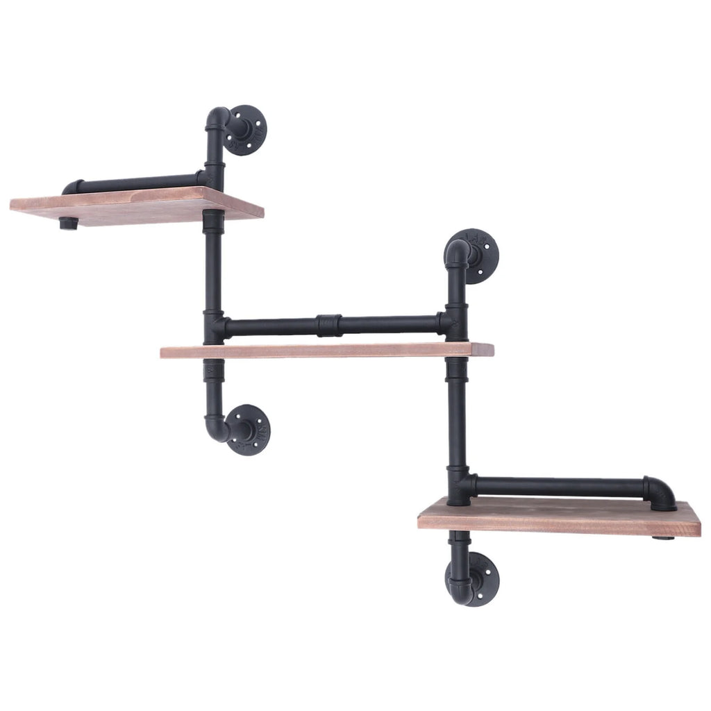 3-Tier Rustic Wooden Floating Shelf S437869