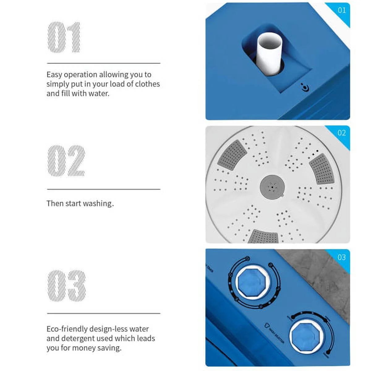 Semi-automatic Twin Tub Washing Machine, White&Blue T459975