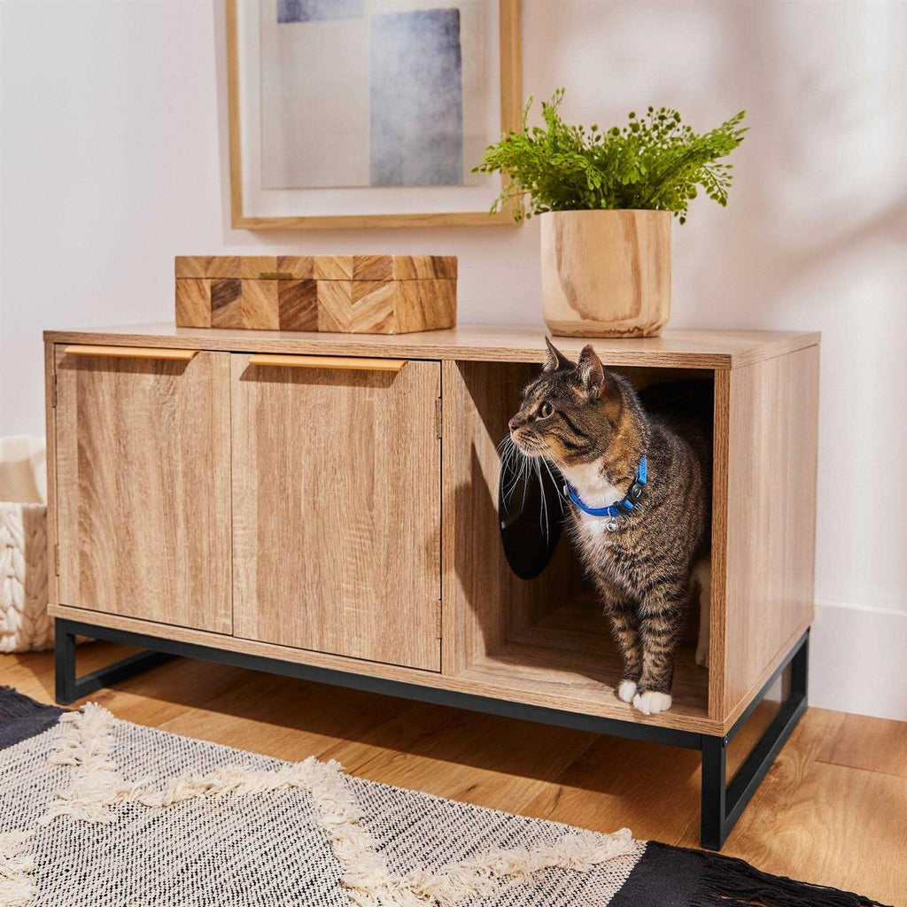 Two Door Bench Cat Litter Box Cover Y908675