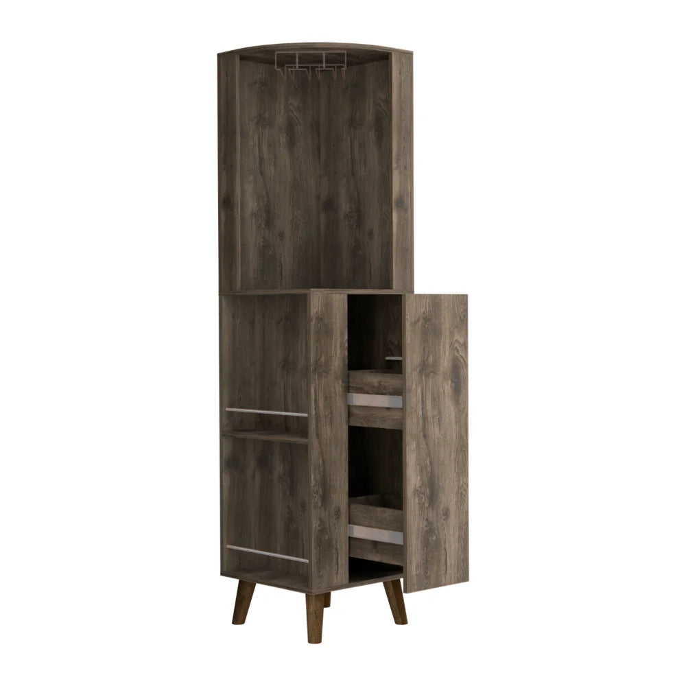 Dark Brown Corner Bar Cabinet T463147