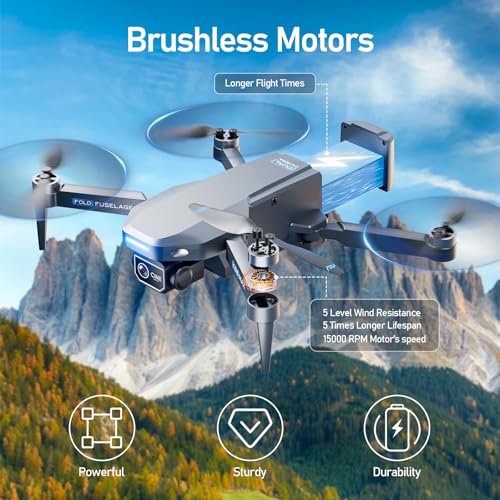 Drone with Camera 1080P FPV Quadcopter Brushless Motor Black E4531