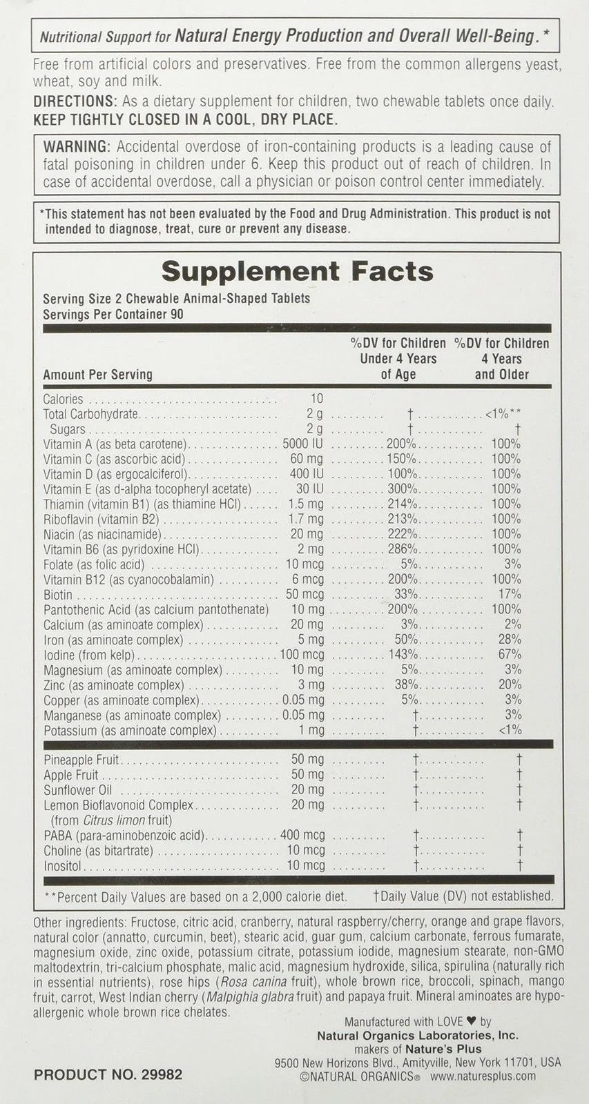 Children's Chewable Multi-Vitamin & Mineral Supplement, 180 Animal-Shaped Tablets R187