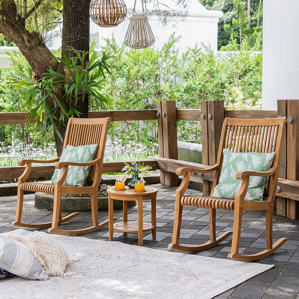 3-piece Teak Outdoor Rocking Chair Chat Set F982