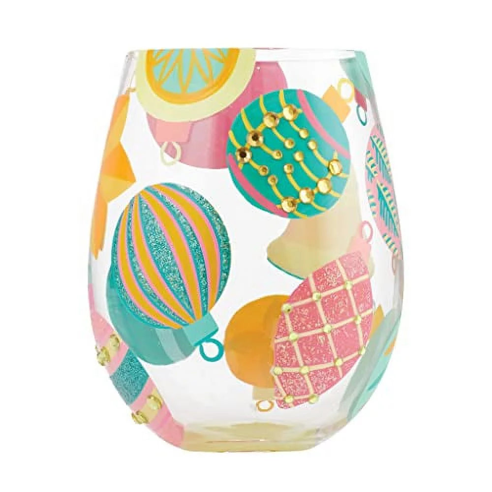 Hand Painted Stemless Wine Glass N74119