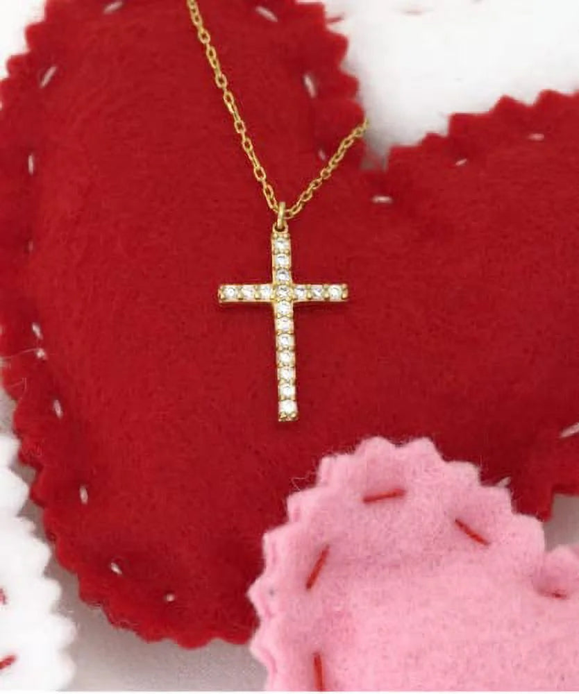 Crystal Gold Cross Necklace T9590