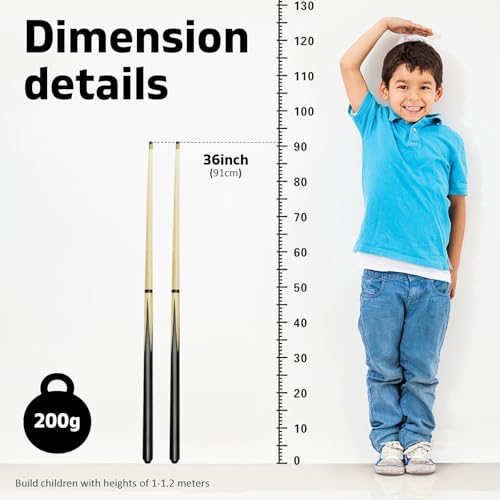 Pool Cue Stick 11mm Fiber Leather Tip 36inch Set of 2 L79877