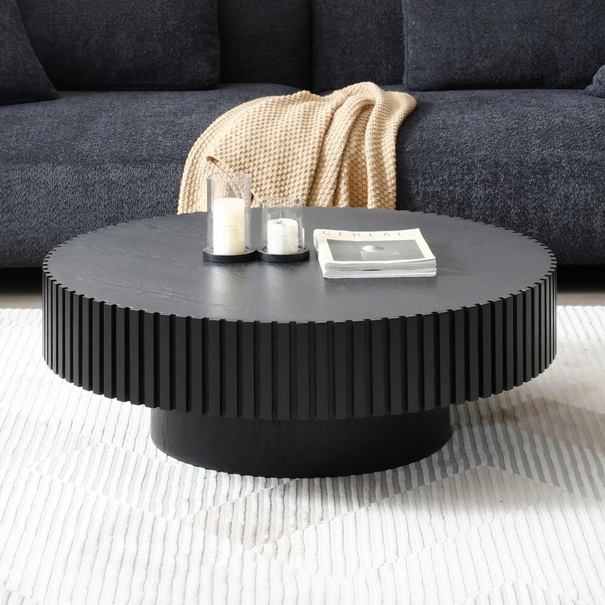 Black MDF Drum Coffee Table H450795