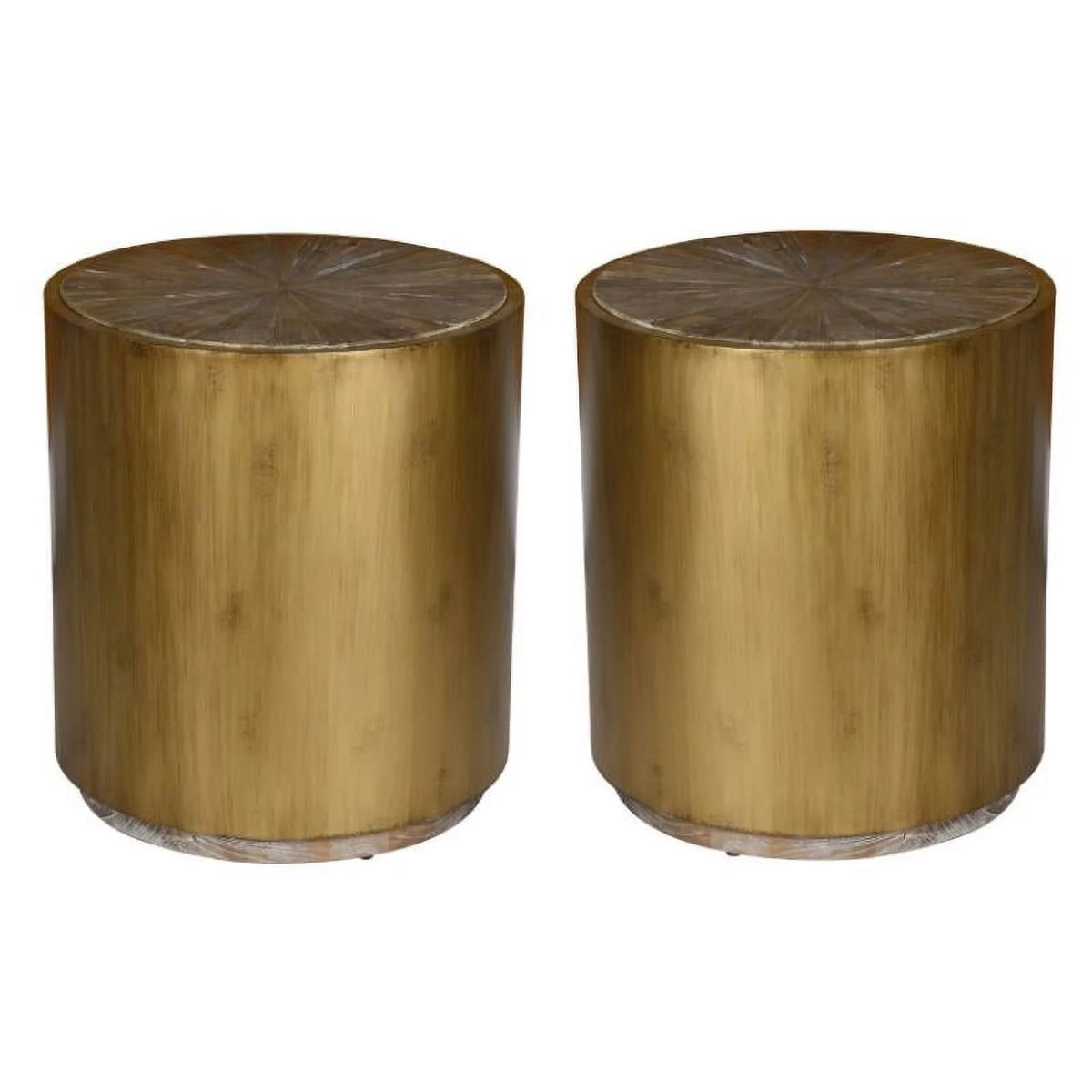 Wood and Metal End Table Set of 2 H660221