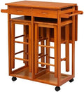 Drop Leaf Solid Wood Table and Stool Set with 2 Drawers L1972