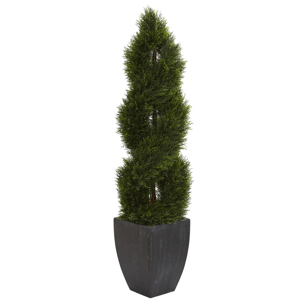 Black Wash Artificial Topiary Tree in Planter B538467