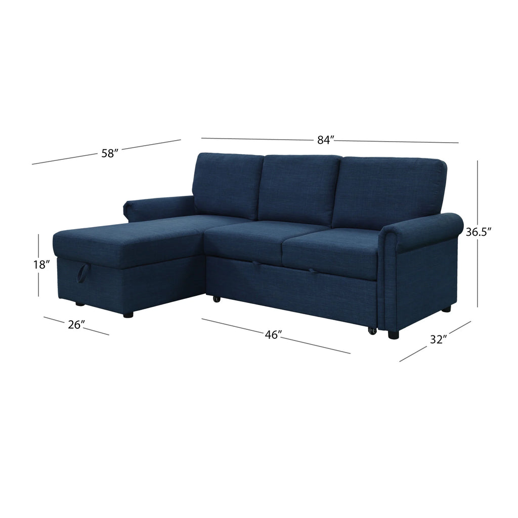 Navy Blue Storage Sofa Bed Reversible Sectional Y817898