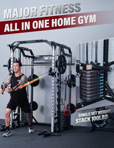 Smith Machines Squat Rack with Cable Crossover Machine Q57323