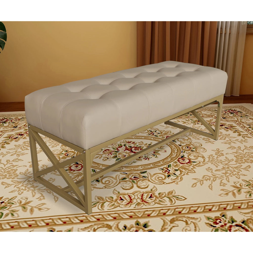 Faux Leather Bench 40.2 Inches Gold Y65026