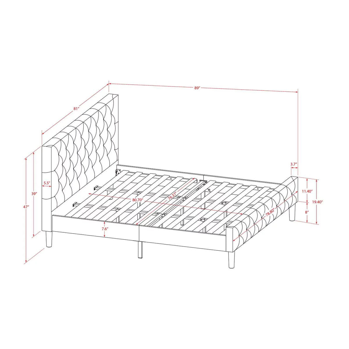 King Engineered Wood Bed Z319
