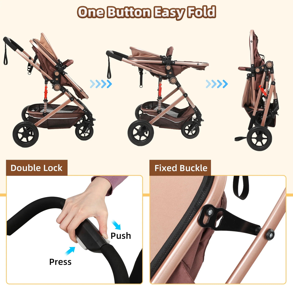 Foldable Reversible Bassinet Baby Stroller R3258