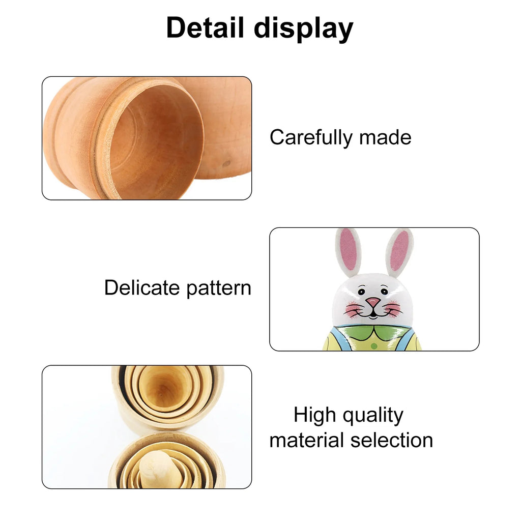 5-Storey Wooden Rabbit Doll Toys I33689