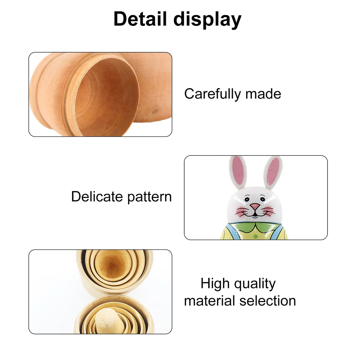 5-Storey Wooden Rabbit Doll Toys I33689