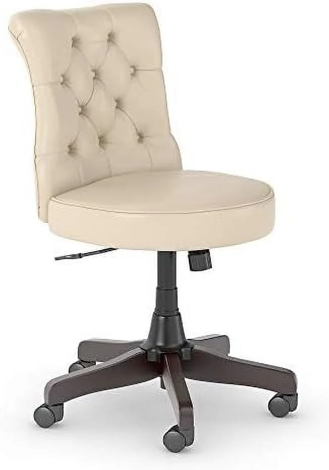 Antique White Leather Mid Back Tufted Office Chair L211929