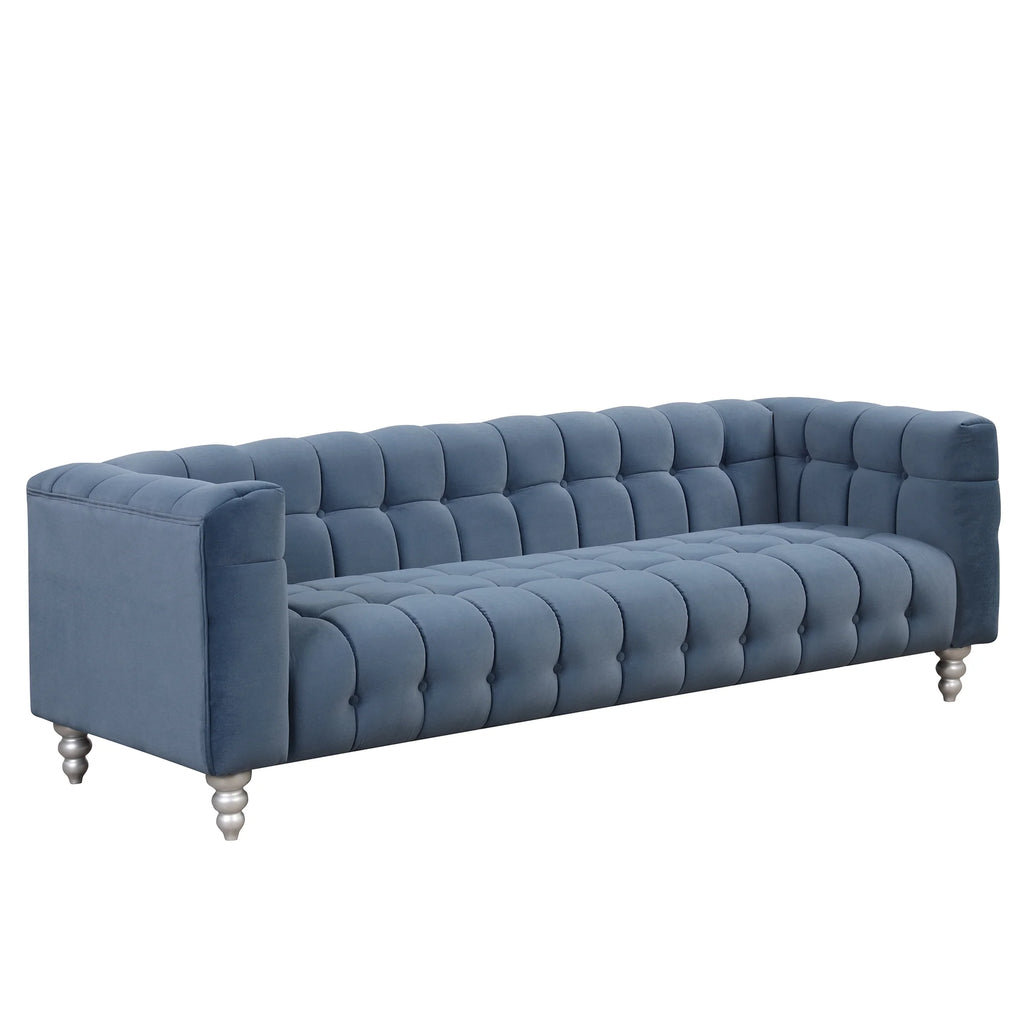 90" Blue Tufted 3 Seater Sofa I86602