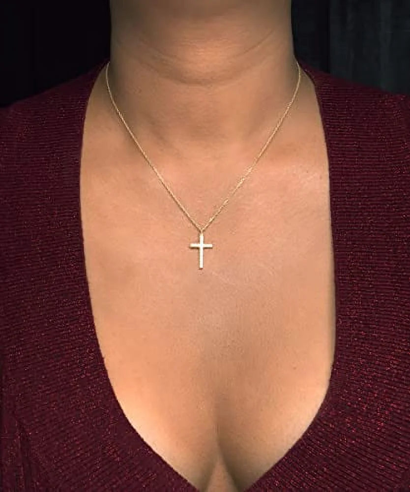 Crystal Gold Cross Necklace T9590