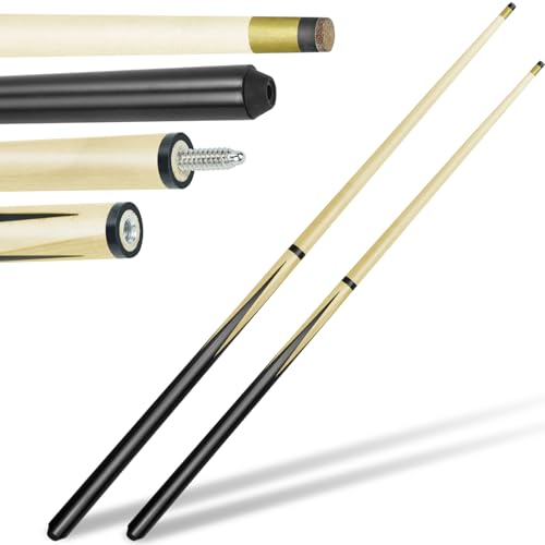 Pool Cue Stick 11mm Fiber Leather Tip 36inch Set of 2 L79877