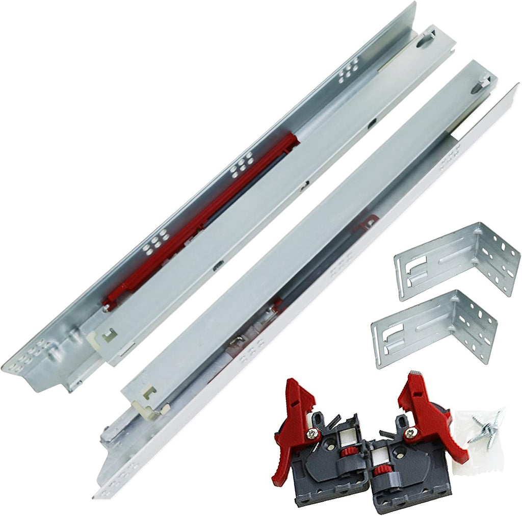 Soft Close Undermount Slide with Rear Bracket and Locking Device, 6 Pair P338