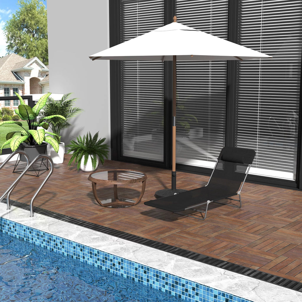 Folding Chaise Lounge Pool Chairs with Pillow, Steel Frame & Breathable Mesh, Black F8452