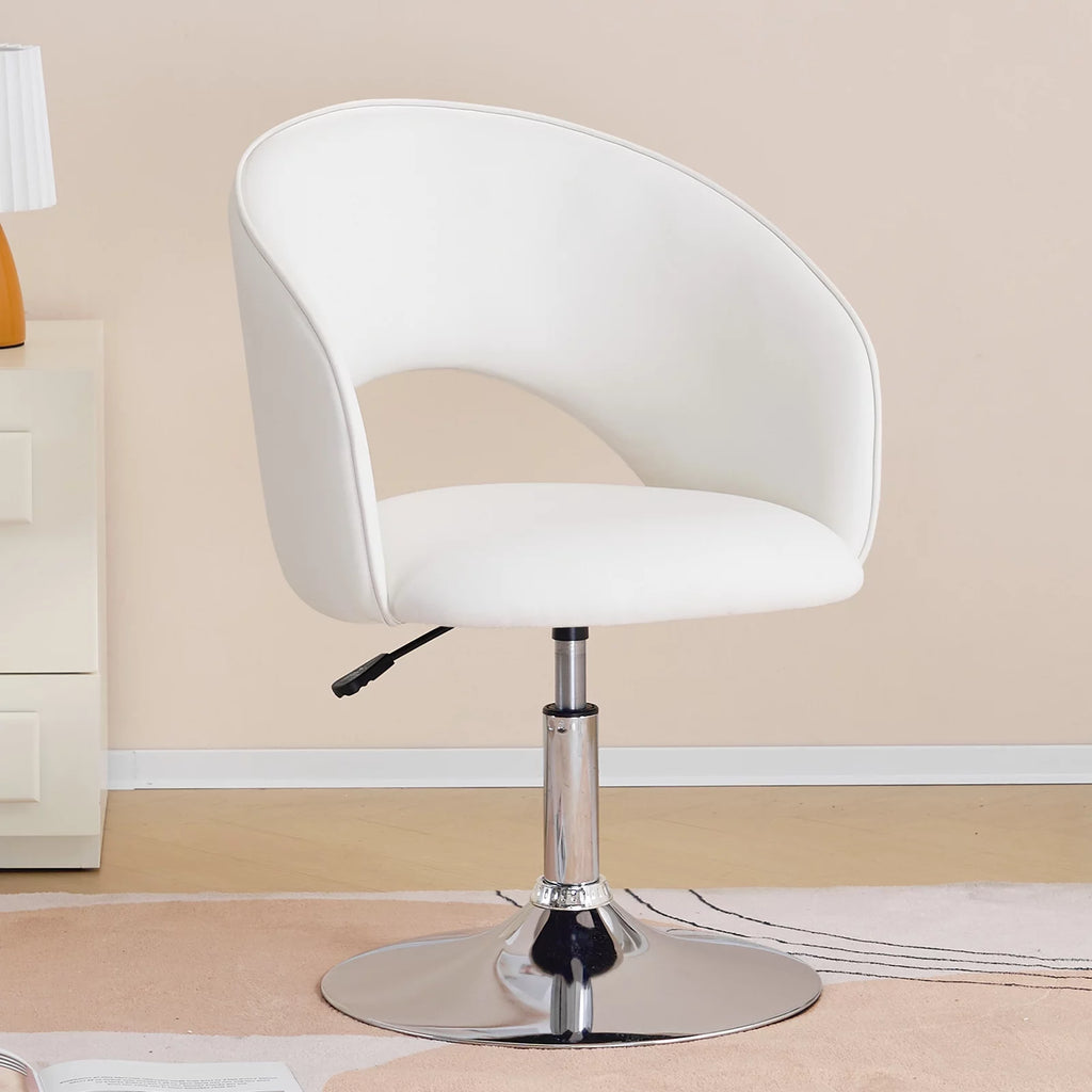 White Faux PU Upholstered Swivel Accent Chair N1045