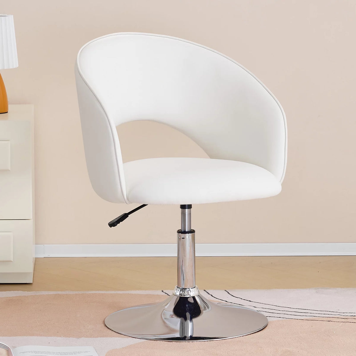 White Faux PU Upholstered Swivel Accent Chair N1045