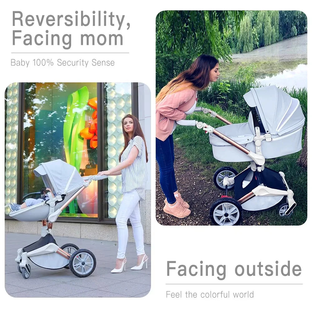 Grey 2 in 1 Baby Stroller with Bassinet Combo U511