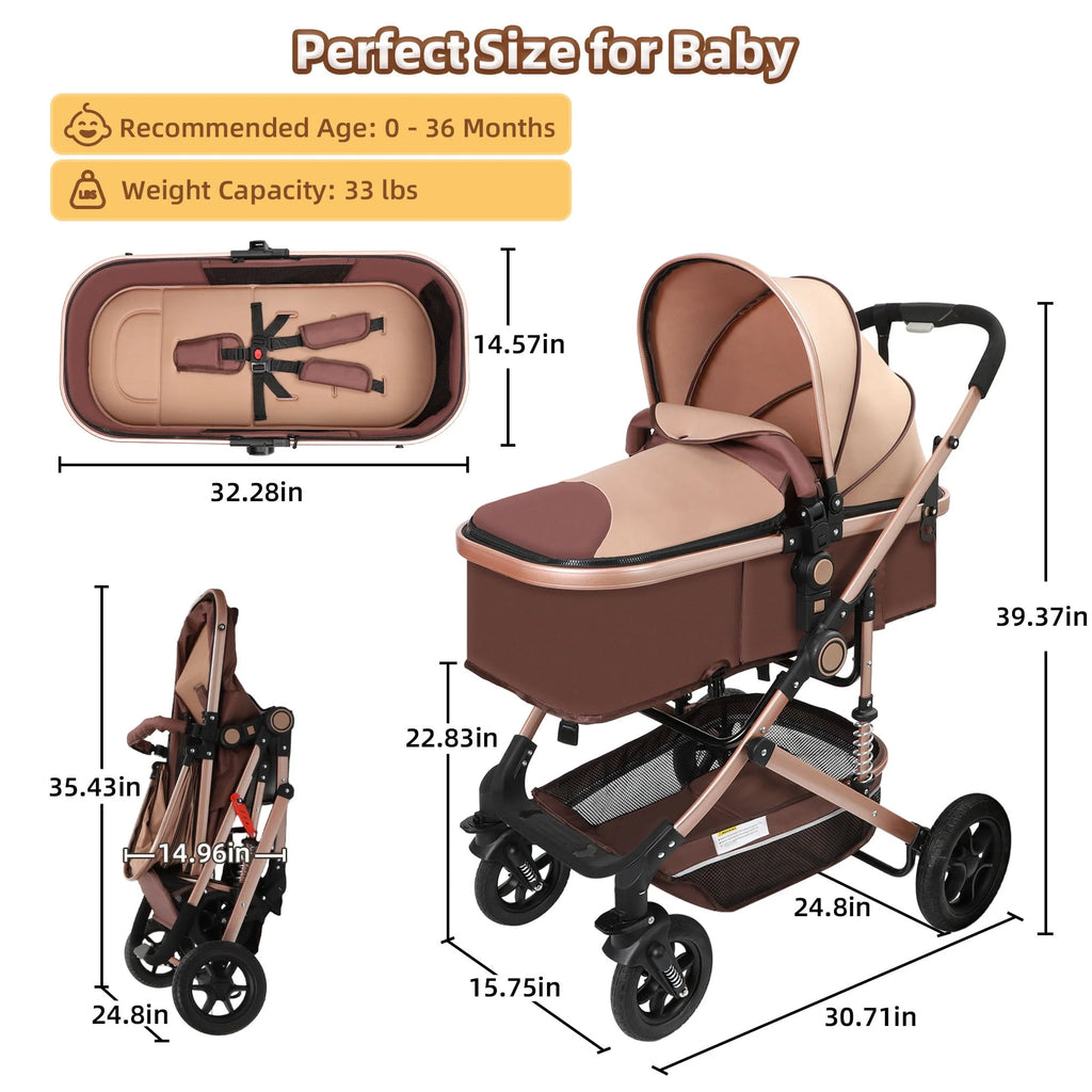 Foldable Reversible Bassinet Baby Stroller R3258