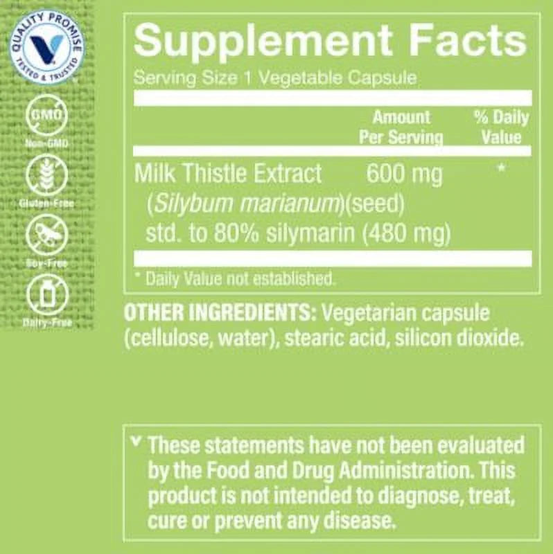Milk Thistle Extract 600 MG 100 Capsules T931